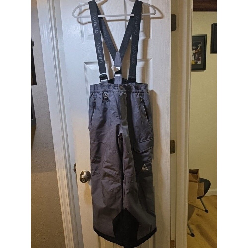 ⁠Gerry Youth Large 14/16 Snow Pants Grey Insulated Ski Bibs Suspenders Very Nice